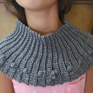 Handmade Crochet Popcorn Stitch Accent Scarf, Over the Head, Neck Warmer, Round